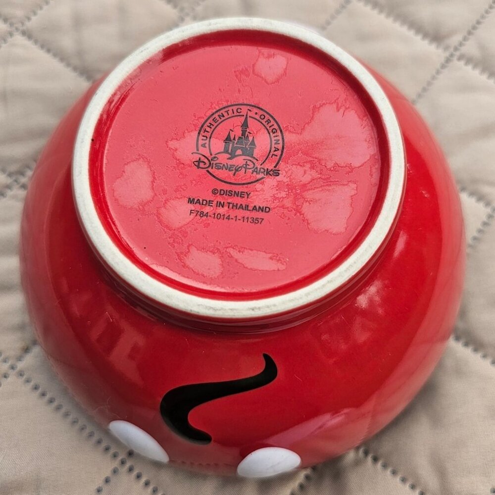 Disney Parks Mickey Mouse 3D Red Cereal Soup Bowl   Face on Front  Rear on Back - Picture 7 of 12